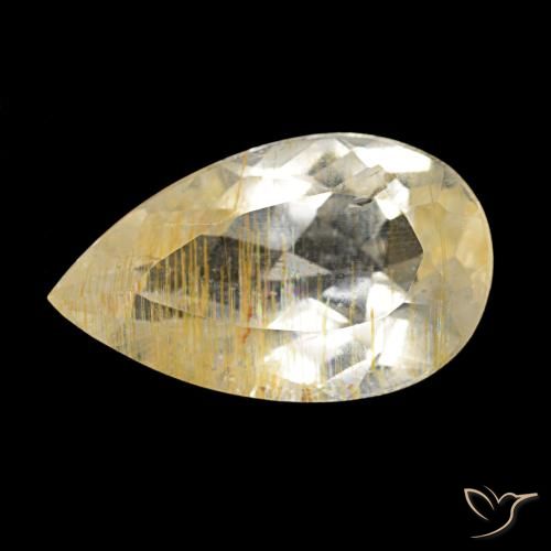 3.40ct Marron doré très clair Topaze rutile, En forme de poire, Transparent