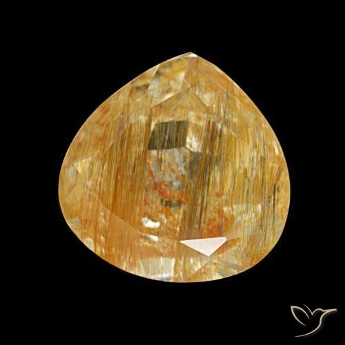Topaze rutile Pêche doré profond naturelle En forme de poire, 3.52 ct, Transparent
