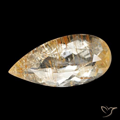 Topaze rutile Jaune doré naturelle En forme de poire, 3.52 ct, Transparent
