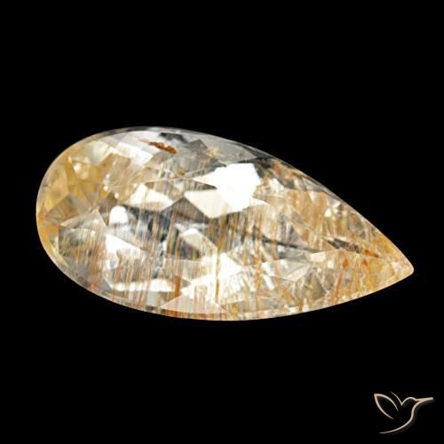 Topaze rutile Jaune doré naturelle En forme de poire, 3.52 ct, Transparent