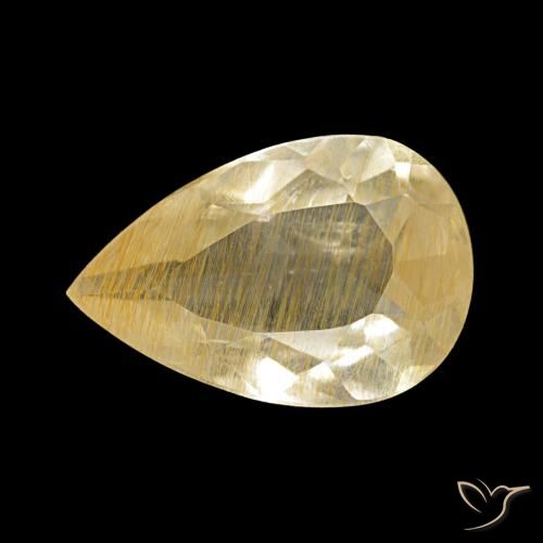 Topaze rutilée jaune naturelle en forme de poire, 1,96 ct, transparent