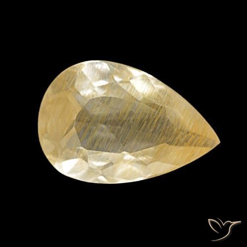 Topaze rutilée jaune naturelle en forme de poire, 1,96 ct, transparent