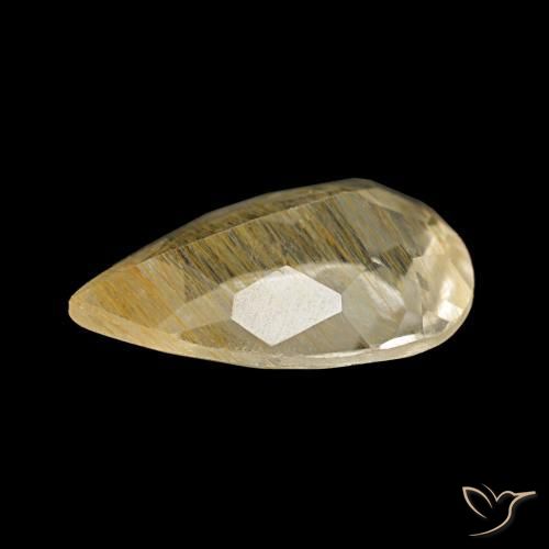 Topaze rutilée jaune naturelle en forme de poire, 1,96 ct, transparent