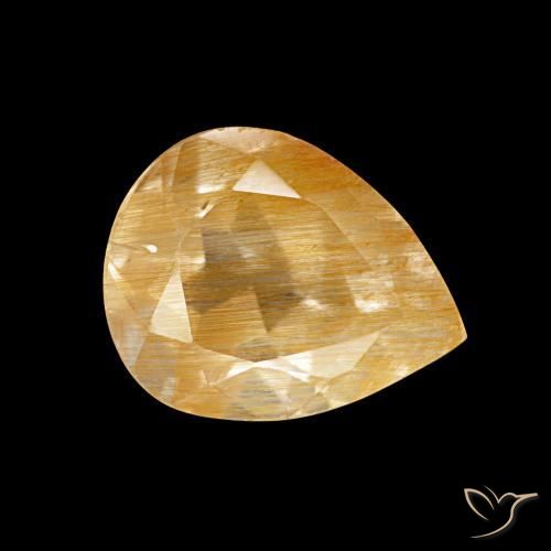 Topaze rutilée doré moyen naturelle en forme de poire, 1,94 ct, transparent
