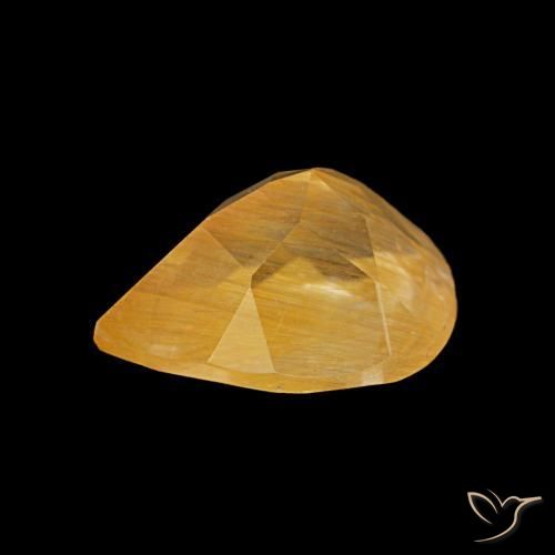 Topaze rutilée doré moyen naturelle en forme de poire, 1,94 ct, transparent