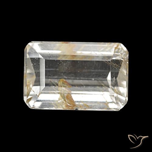 Topaze rutile Incolore naturelle Taille émeraude, 5.06 ct, Transparent