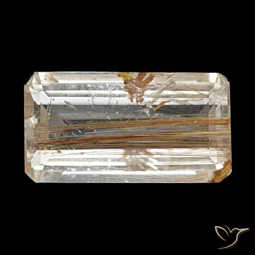 Topaze rutile Bois marron très clair naturelle Taille émeraude, 10.51 ct, Transparent
