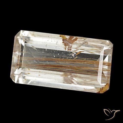 Topaze rutile Bois marron très clair naturelle Taille émeraude, 10.51 ct, Transparent
