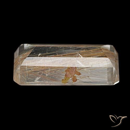 Topaze rutile Bois marron très clair naturelle Taille émeraude, 10.51 ct, Transparent