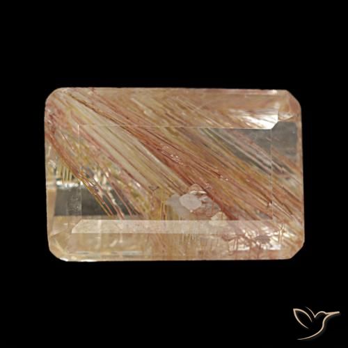 4.31ct Marron très clair Topaze rutile, Taille émeraude, Transparent