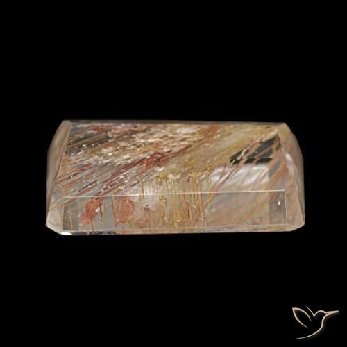 Topaze rutile Marron très clair naturelle Taille émeraude, 4.31 ct, Transparent