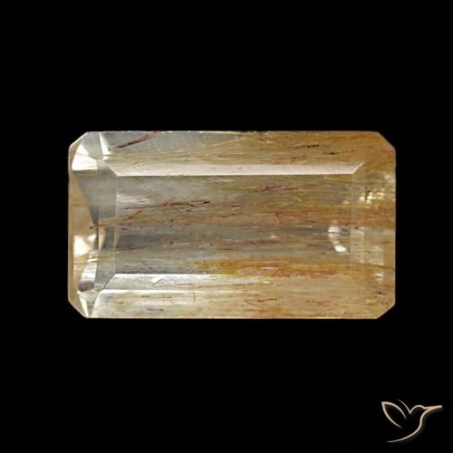 Topaze rutile Medium Light-Brown naturelle Taille émeraude, 3.10 ct, Transparent