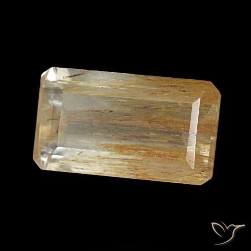Topaze rutile Medium Light-Brown naturelle Taille émeraude, 3.10 ct, Transparent