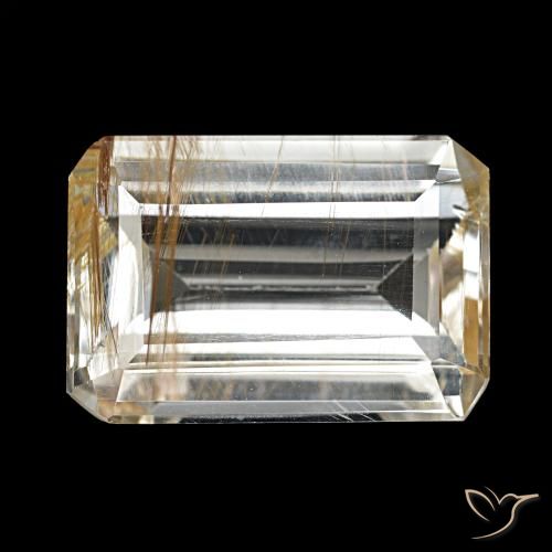 8.21ct Marron doré très clair Topaze rutile, Taille émeraude, Transparent