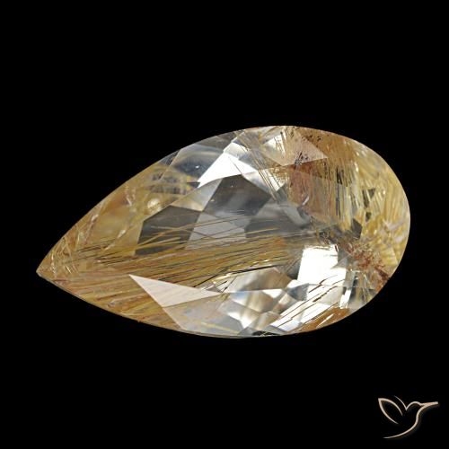 7.10ct Marron doré très clair Topaze rutile, En forme de poire, Transparent