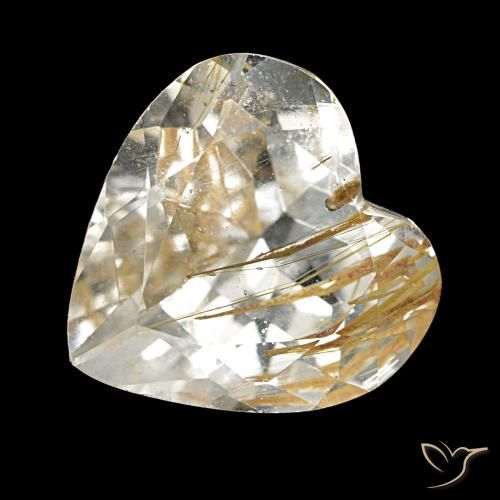 5.73ct Marron doré très clair Topaze rutile, Cœur, Transparent