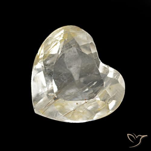 Topaze rutilée jaune naturelle forme de coeur, 1,06 ct, transparent