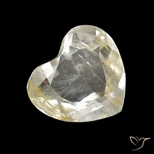Topaze rutilée jaune naturelle forme de coeur, 1,06 ct, transparent
