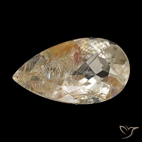 5.03ct Marron doré très clair Topaze rutile, En forme de poire, Transparent