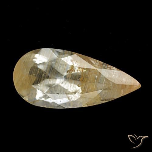 Topaze rutilée marron doré très clair naturelle en forme de poire, 4,26 ct, transparent