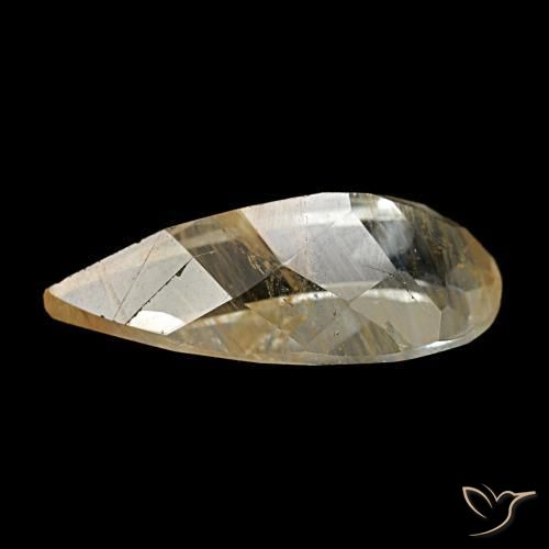 Topaze rutilée marron doré très clair naturelle en forme de poire, 4,26 ct, transparent