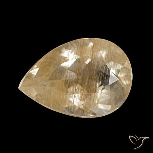 Topaze rutilée jaune naturelle en forme de poire, 3,22 ct, transparent