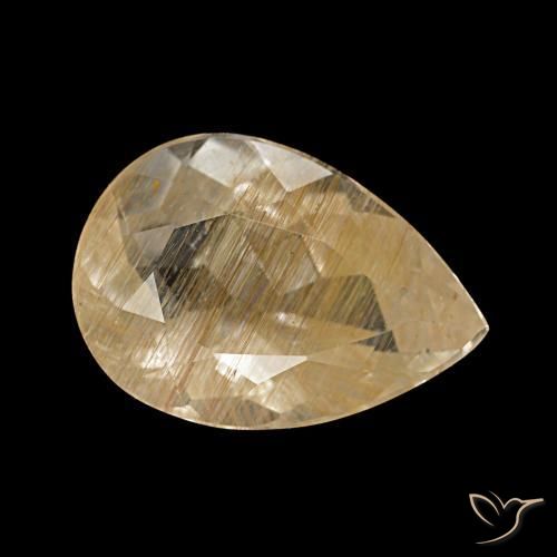Topaze rutilée jaune naturelle en forme de poire, 3,22 ct, transparent