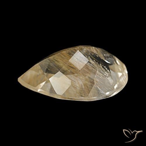 Topaze rutilée jaune naturelle en forme de poire, 3,22 ct, transparent