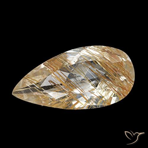 Topaze rutilée marron doré très clair naturelle en forme de poire, 4,12 ct, transparent