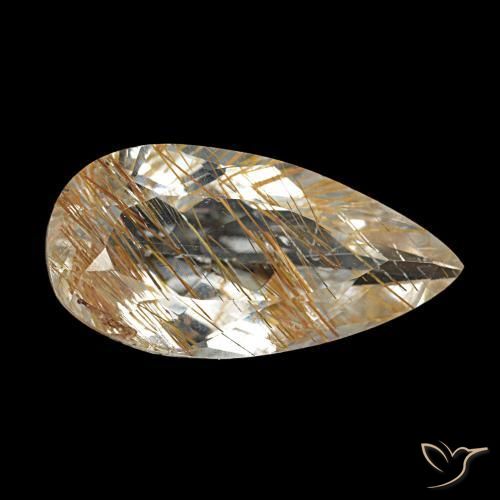 Topaze rutilée marron doré très clair naturelle en forme de poire, 4,12 ct, transparent