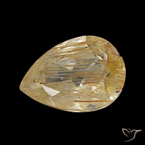 Topaze rutilée jaune de 2,78 ct, en forme de poire, transparent