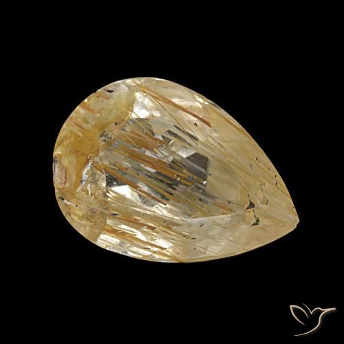 Topaze rutilée jaune naturelle en forme de poire, 2,78 ct, transparent