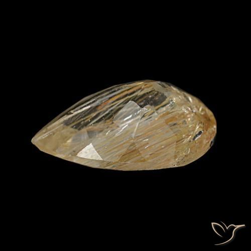 Topaze rutilée jaune naturelle en forme de poire, 2,78 ct, transparent
