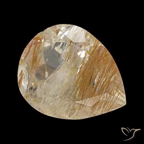 Topaze rutilée marron doré très clair naturelle en forme de poire, 6,58 ct, transparent