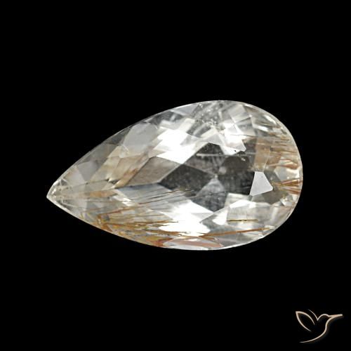 Topaze rutilée clair et bronze doré naturelle en forme de poire, 1,89 ct, transparent