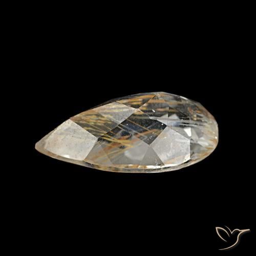 Topaze rutilée clair et bronze doré naturelle en forme de poire, 1,89 ct, transparent