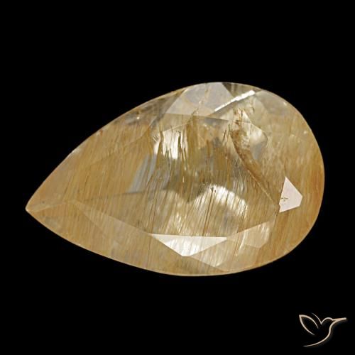 Topaze rutile marron doré très clair naturelle en forme de poire, 6,69 ct, transparent