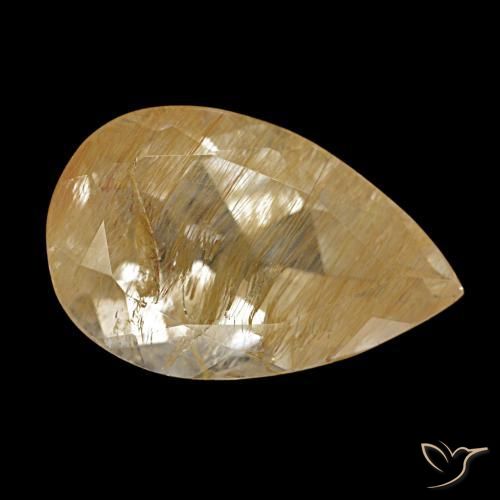 Topaze rutile marron doré très clair naturelle en forme de poire, 6,69 ct, transparent