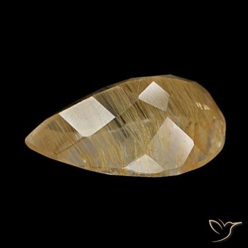 Topaze rutile marron doré très clair naturelle en forme de poire, 6,69 ct, transparent