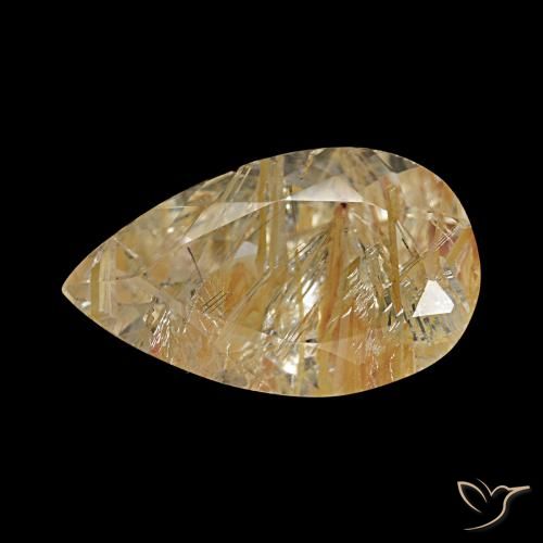 Topaze rutilée jaune naturelle en forme de poire, 3,46 ct, transparent