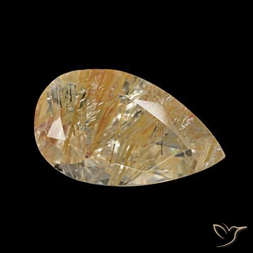Topaze rutilée jaune naturelle en forme de poire, 3,46 ct, transparent