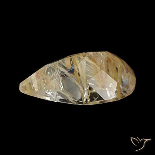 Topaze rutilée jaune naturelle en forme de poire, 3,46 ct, transparent