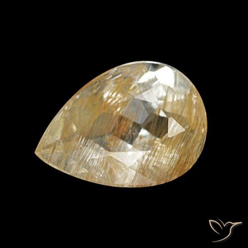 Topaze rutilée marron doré très clair de 1,68 ct, en forme de poire, transparent