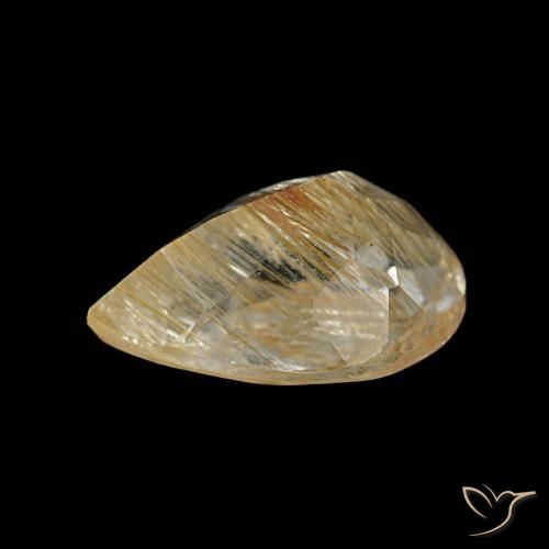 Topaze rutilée marron doré très clair naturelle en forme de poire, 1,68 ct, transparent