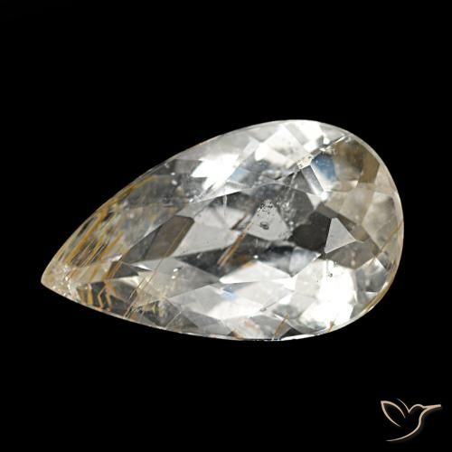 Topaze rutilée jaune de 3,20 ct, en forme de poire, transparent