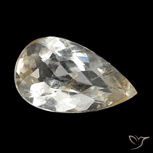 Topaze rutilée jaune naturelle en forme de poire, 3,20 ct, transparent