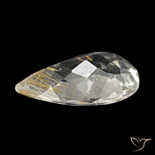 Topaze rutilée jaune naturelle en forme de poire, 3,20 ct, transparent