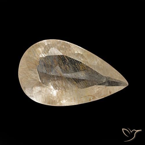 Topaze rutilée jaune naturelle en forme de poire, 2,36 ct, transparent