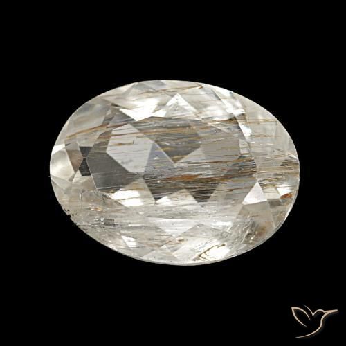 Topaze rutilée clair et bronze doré naturelle coupe ovale, 3,70 ct, transparent