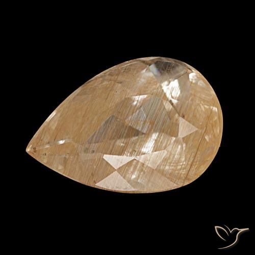 Topaze rutile orange-doré naturelle en forme de poire, 4,46 ct, transparent